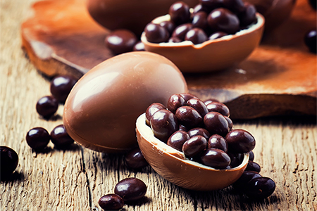 rich chocolate with a delightful assortment of creamy eggs filled with crunchy surprises