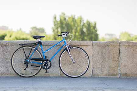 vintage blue bike on street