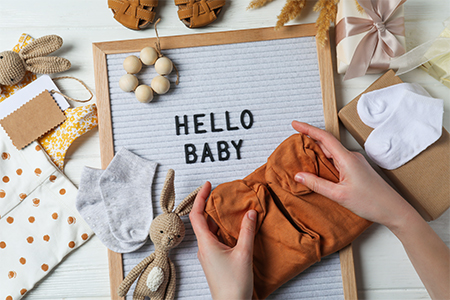 Coming soon baby concept with letter board