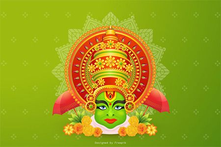 Flower Rangoli made using Marigold or Zendu flowers and red rose petals & Diya