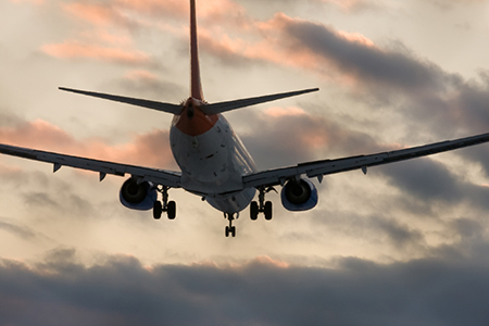 a view of a plane flaying in sky