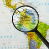 map of Republic of Colombia through magnifying glass