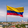 Colombian Flag over city of Cartagena, Colombia