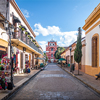Pedestrian street and Del Carmen Arch Tower (Arco Torre del Carmen) - San Cristobal de las Casas, Ch