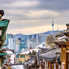 a arial view of Seoul, South Korea at the Bukchon Hanok historic district