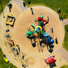 View from the height of the playground and vacationing people