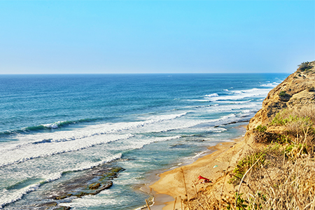 View of the South Pacific Ocean from the hills in the Morning