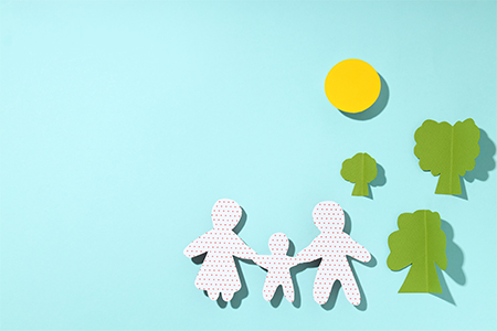 Concept of family paper cut outs