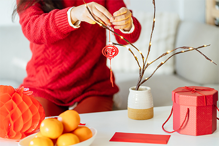  Woman decorated house for Chinese New Year Celebrations