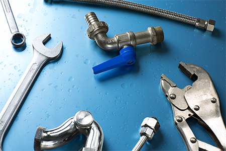 overhead of an essential tool kit for plumber