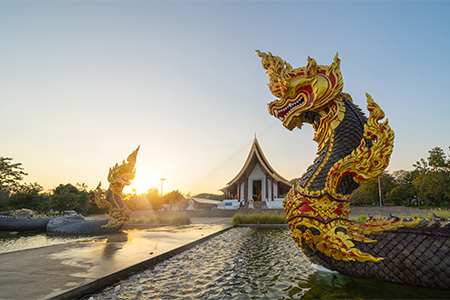 Thai buddhist temple - Serpants and snakes in Watdhammayan, Phetchabun City, Thailand.
