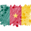 Cameroon flag is depicted in liquid watercolor style isolated on white background