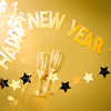 Golden text Happy New Year on the golden background