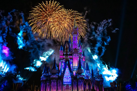 Orlando, Florida. April 02, 2019. Happily Ever After is Spectacular fireworks show at Cinderella's C