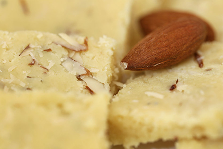 Closeup of some tasty almond barfi