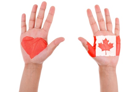 hands showing heart and canada flag