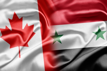 Canada and Syria flags blended together