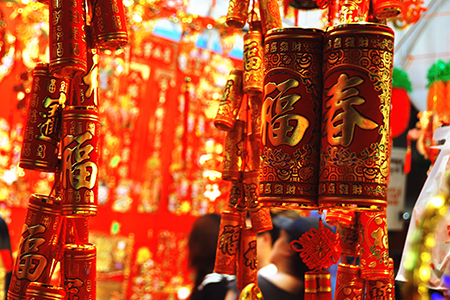 close-up of chinese new year decorations