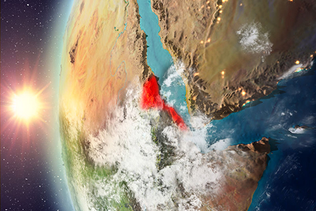 Eritrea visible aerial view