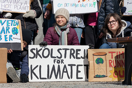 Stockholm, Sweden. 12 April, 2019. Climate activists joining 16-year-old Swedish Greta Thunberg for 