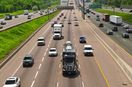 View of Toronto highway from overpass