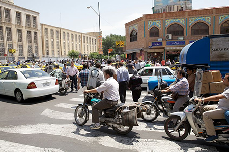 Traffic jams along the street in Tehran, Iran. More than 3 million vehicles are on the roads in the 