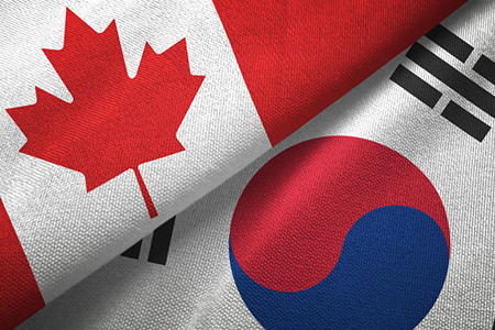 Canada and South Korea textured flags