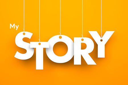 My Story text on orange background