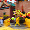 Vietnam - January 22, 2012: The Dragon Dance Artists during the celebration of the Vietnamese New Ye