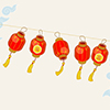 Vector red garlands of Chinese paper lanterns, clouds. Ornament for the Chinese celebration Lunar Ne
