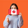 young woman with Canadian flag