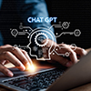 Chat GPT Chat with AI Artificial Intelligence. Businessman using chatbot in computer smart intellige