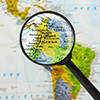 map of Republic of Colombia through magnifying glass