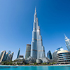 DUBAI, UNITED ARAB EMIRATES - JAN 02, 2018: The Burj Khalifa in the center of Dubai is the tallest b