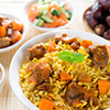 Arab rice, Ramadan food in middle eastern, served with tandoor mutton and arab salad.