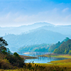 beautiful landscape at mystical day with mountains and lake, travel background, Periyar National Par