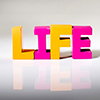 LIFE spelled out in blocks