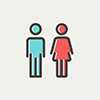 Male and female icon thin line for web and mobile, modern minimalistic flat design. Vector icon with