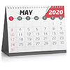 May White Office Calendar 2020 Isolated on White