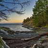 Scenic sunset panoramic view of the ocean overlooking at the Strait of Georgia from Jack Point and B