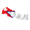 Nepal flag in shape of map