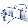 illustration of man with obstacale in path