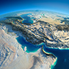 Highly detailed planet Earth in the morning Exaggerated precise relief lit morning sun Persian Gulf
