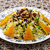 zereshk polo with tahdig, saffron barberry rice with scorched rice, iranian persian cuisine