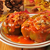 red peppers stuffed with meat and grains