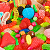 Close view of a collection of multicolored sweets