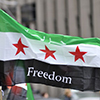 Syria flag with Freedom text