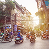 Hanoi,Vietnam - November 2 ,2017 : View of busy traffic with motorbikes in Hanoi Old Quarter, capita