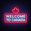 Welcome to Canada Neon Sign Vector. Welcome to Canada symbol banner light, bright night Illustration