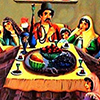illustration - Iranian family around table